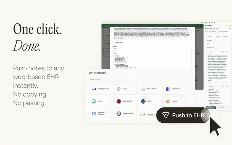 CortexaNote EHR workflow screenshot for tasks