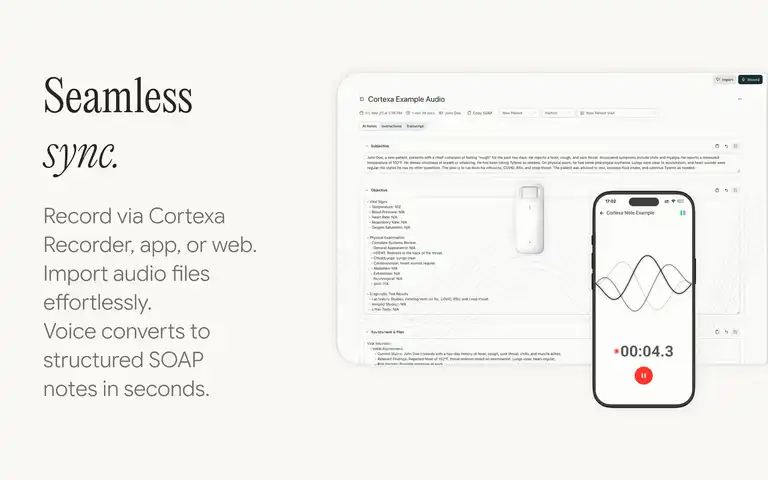 CortexaNote seamless sync screenshot